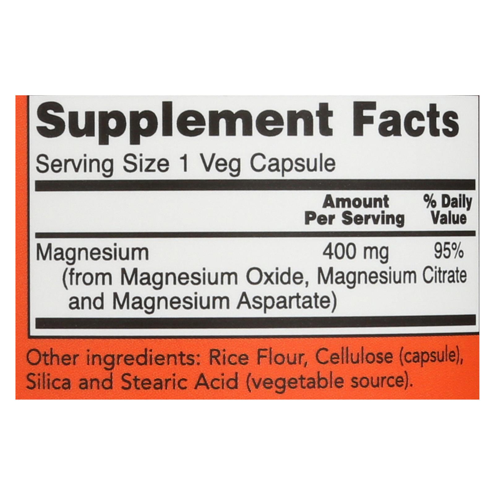 Now Foods - Magnesium 400mg - 1 Each 1-180 Cap - Image 2