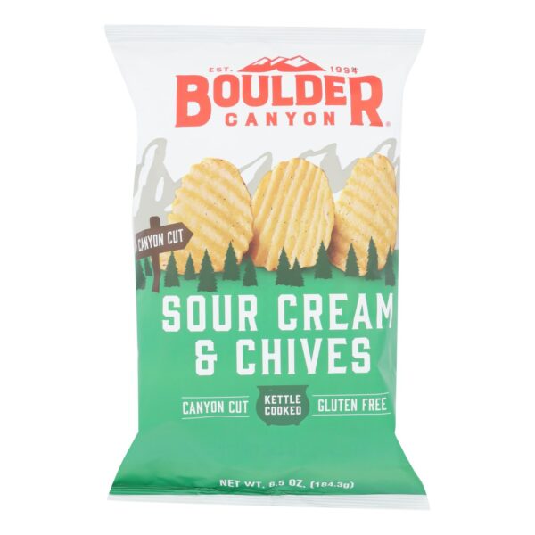 Boulder Canyon - Kettle Cooked Canyon Cut Potato Chips -sour Cream & Chives - Case Of 12 - 6.5 Oz - Image 3