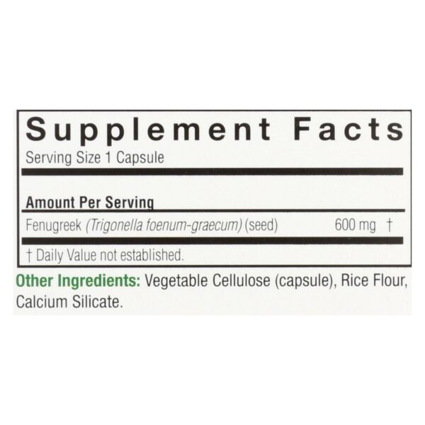 Nature's Answer - Fenugreek Seed - 90 Vegetarian Capsules - Image 2