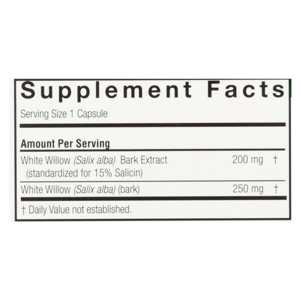 Nature's Answer - White Willow Bark Standardized - 60 Vcaps - Image 2