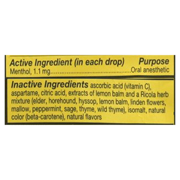 Ricola - Cough Drop Sugar Free Lemon Mint - Case Of 6-45 Ct - Image 2