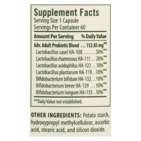 Flora Advanced Adult's Probiotic Dietary Supplement  - 1 Each - 60 Cap - Image 2