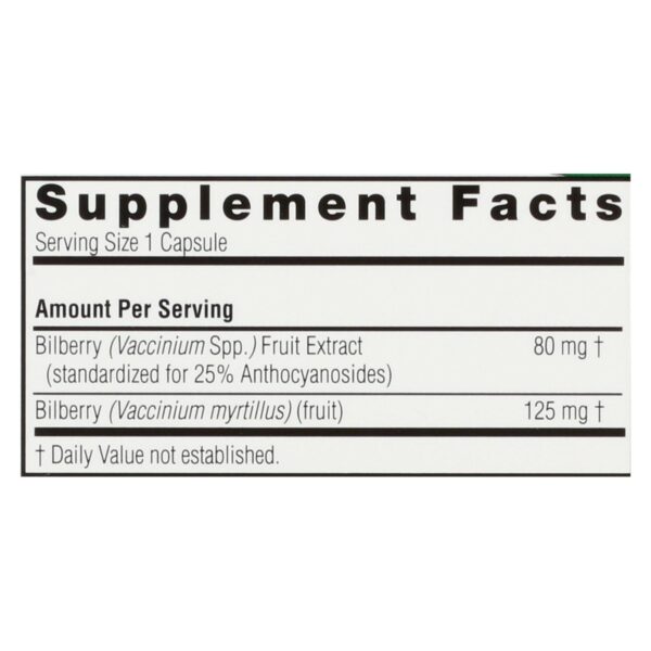 Nature's Answer - Bilberry Extract - 90 Vegetarian Capsules - Image 2